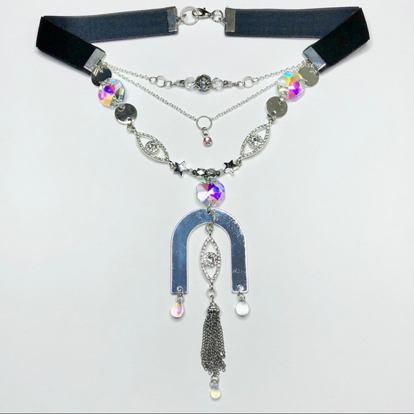 “You’re Pretty When You Cry” Handmade Swarovski Crystal & Velvet Necklace - Picture 4 of 14